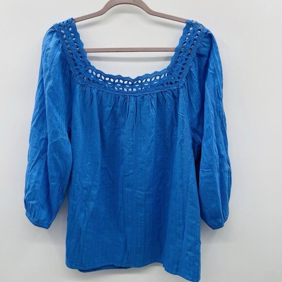 Lane Bryant Women Plus Size 20 Classic Square-Neck Blouse With Lace Trim 2578 - Picture 5 of 8